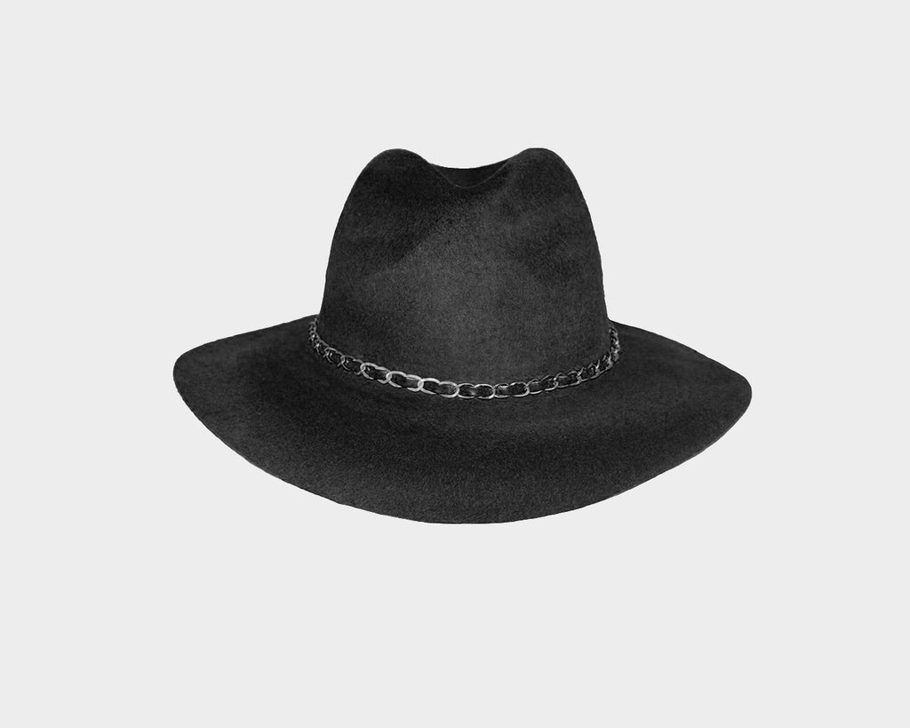 44 Black Wool Panama Style Hat - The Bond Street