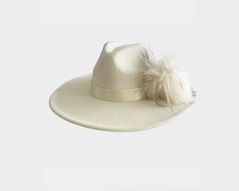 Cream Panama vegan Faux Wool Hat - The Park Avenue
