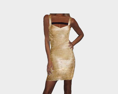 9.2 Gold Body Wrap Dress - The Palm Springs