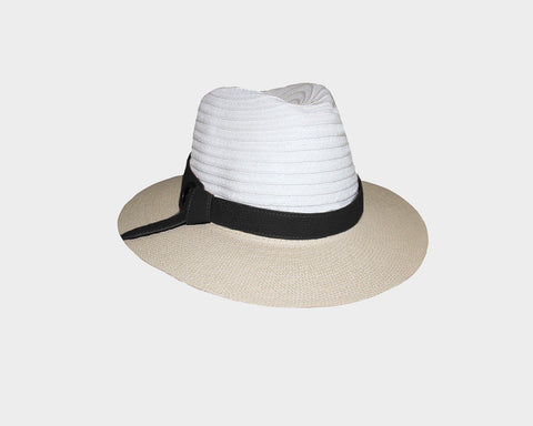 White and Gold Panama Style Sun Hat - The Sun Chaser