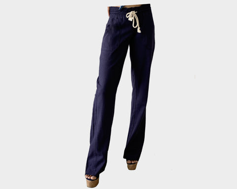 1. Navy Blue Linen Wide-Leg Pants - The St. Barts