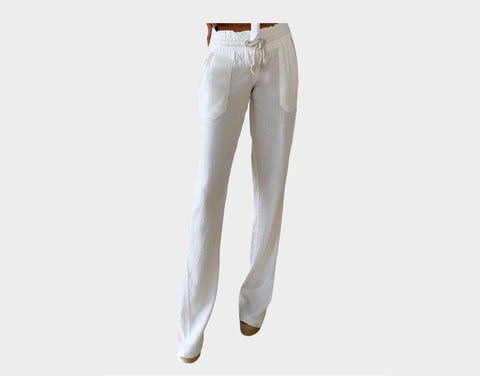 Wide Leg White Trouser Pants - The Hamptons