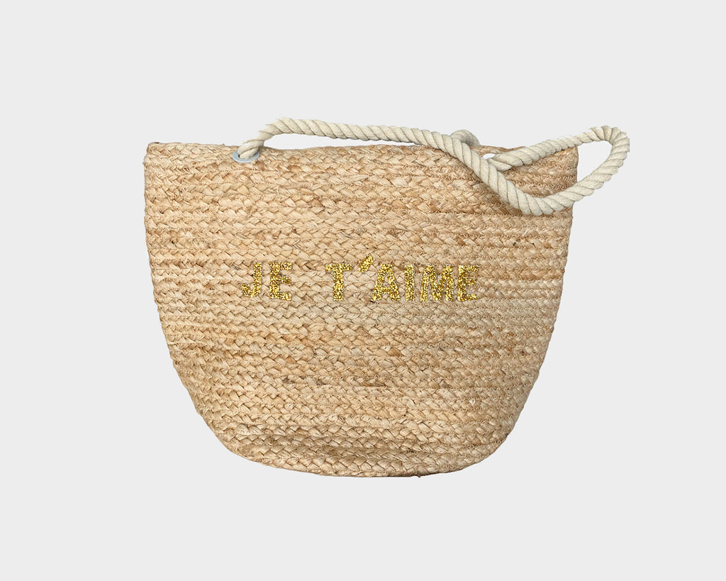 1. Amour Je T’aime Tan Oversize Bag Sac de Plage Cordon/Beach Woven Braided Bag - The Cap D