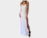 Blanc Chic Large Chain Link Strap Double Sides High Slit Dress - The Monaco