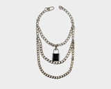 Multi Layer Link Love Lock Silver Necklace - The St. Tropez