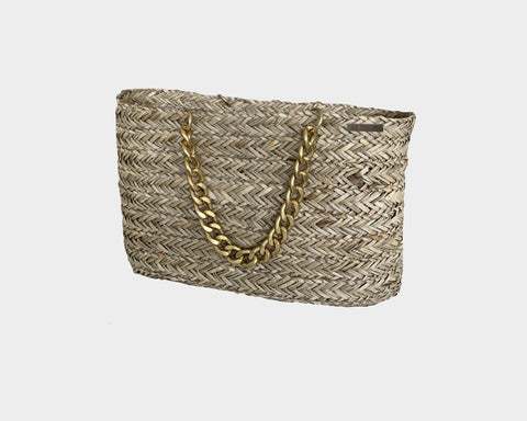 4. Love Link Large Gold Chain Soft Vegan Leather Bag - The Roma