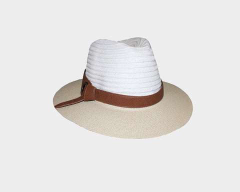 Sage Buckle White Panama Sun Hat  - The Cap D'Antibes