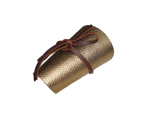 88 Roman Gold Leather Wrap Cuff - The Madison Avenue