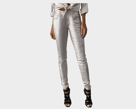 Champagne Royale Vegan-Leather jeans - The Milano