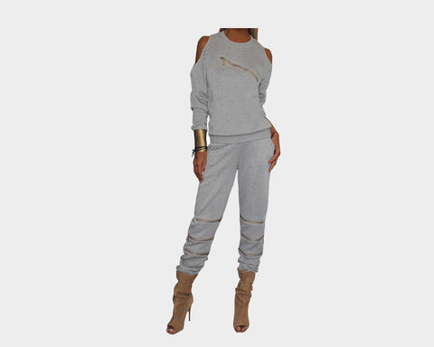 76 Suede Moon Silver Gray and Black Jog Suit - The Roma