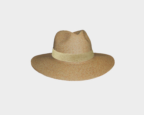 Two Tone Black & White Denim Fedora Style Sun Hat - The Milan