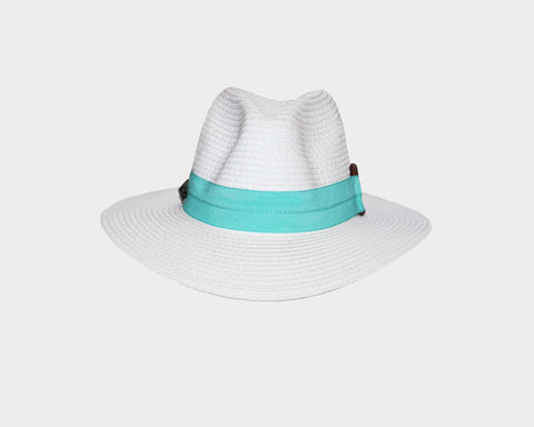 White Panama Style Sun Hat - The Monaco