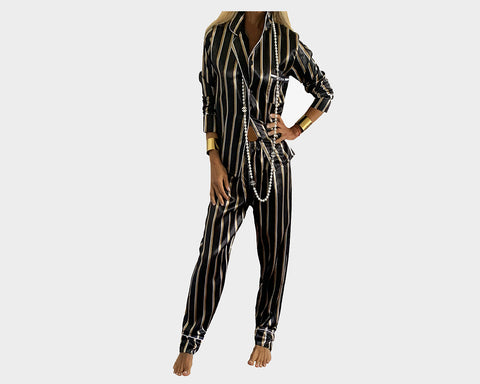 A. Tiger Stripe Organic silk Faux-Fur Sleeves loungewear - The Park Avenue