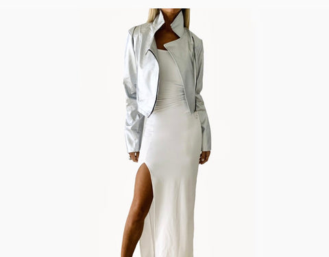 White Zipper Front Jacket - The Palm Springs