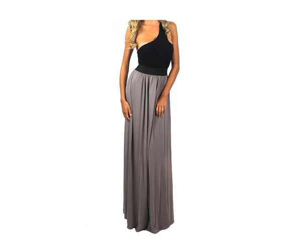 Black and taupe long dress - The Cannes