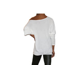 9.1 White Off the Shoulder Light Sweater Top - The Bond Street