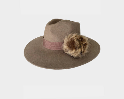 5 Fall Hat |Subtle Taupe & Gold 100% Wool Panama Style Hat - The Aspen