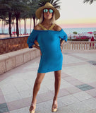 Santorini Azul Off Shoulder Dress - The Ibiza Si