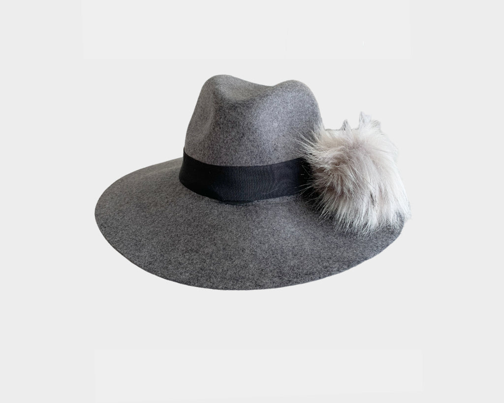 Winter Gray Felt Panama Style Hat - The St. Moritz