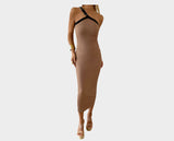 88 Taupe One Shoulder Maxi Dress - The Milano Si