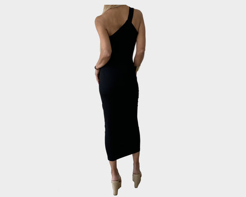 88 Black One Shoulder Maxi Dress - The Milano Si