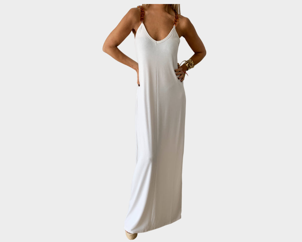 Off White Large Chain Link Strap Maxi Dress - The Cap D