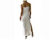 B.  White & Gold High Slit Dress - The Santorini