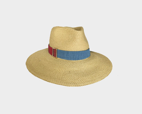 Blue Denim Panama Style Hat - The Milano