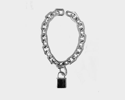 C. Large Link Love Lock Silver Necklace - The St. Tropez