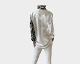22 White and Zebra Baroque Long Sleeve Dress Shirt Blouse - The Milano