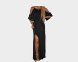 Open Shoulder Slit Dress - The French Riviera