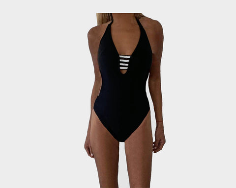 Black One Piece Resortwear Bathing Suit - The Côte d'Azur