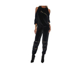 Black Cold Shoulder Dressy Jog Suit - The LA
