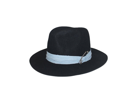 Faux Wool Black Panama Style Hat - The Fifth Avenue
