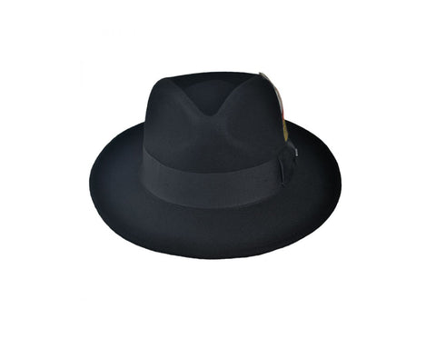 Mens Black Faux Wool Hat - The Mr. Dapper II