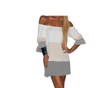 Off Shoulder 3 tone short dress/tunic - The Cannes