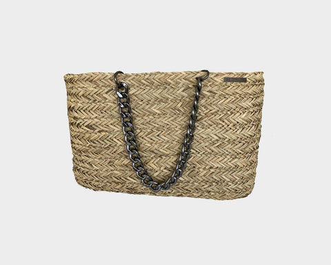 Natural Straw Palm Gold Sequins Bag - The Monte Carlo