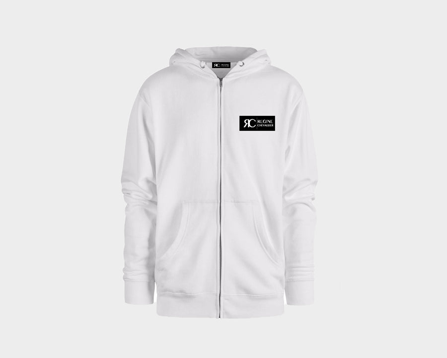White Unisex Zipper Front Hood Top Jacket - The Vail