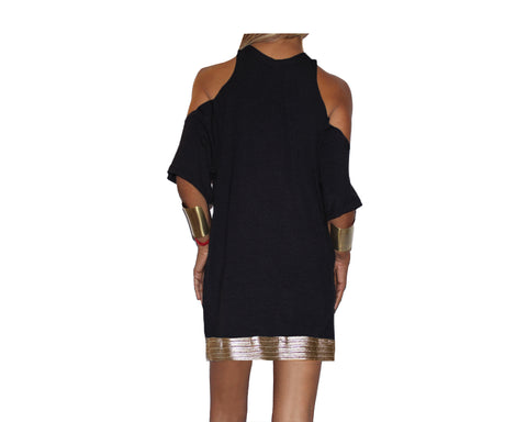 9.2 Black Cold Shoulder Short Dress - The St. Barth