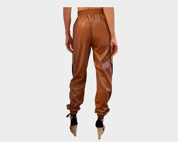 55 Deep Orange Safran Vegan Leather Weekender Pants - The Bond Street
