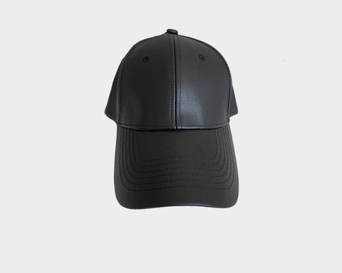 4. The Bond Black Vegan  Leather Unisex Cap - The Milano