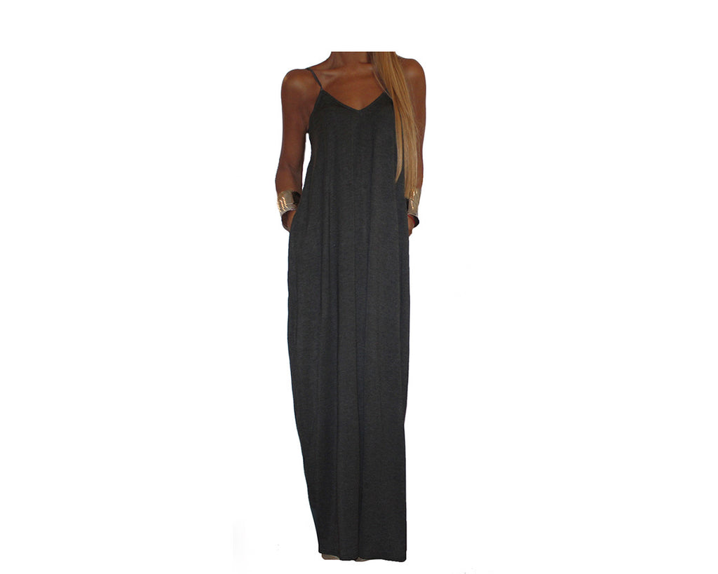 Dark Gray Maxi Dress - The Santorini