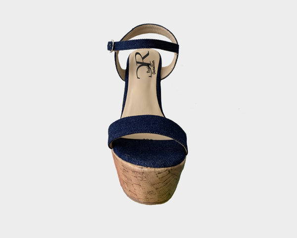 89 Denim Espadrille Cork Wedge Sandals - The St. Tropez