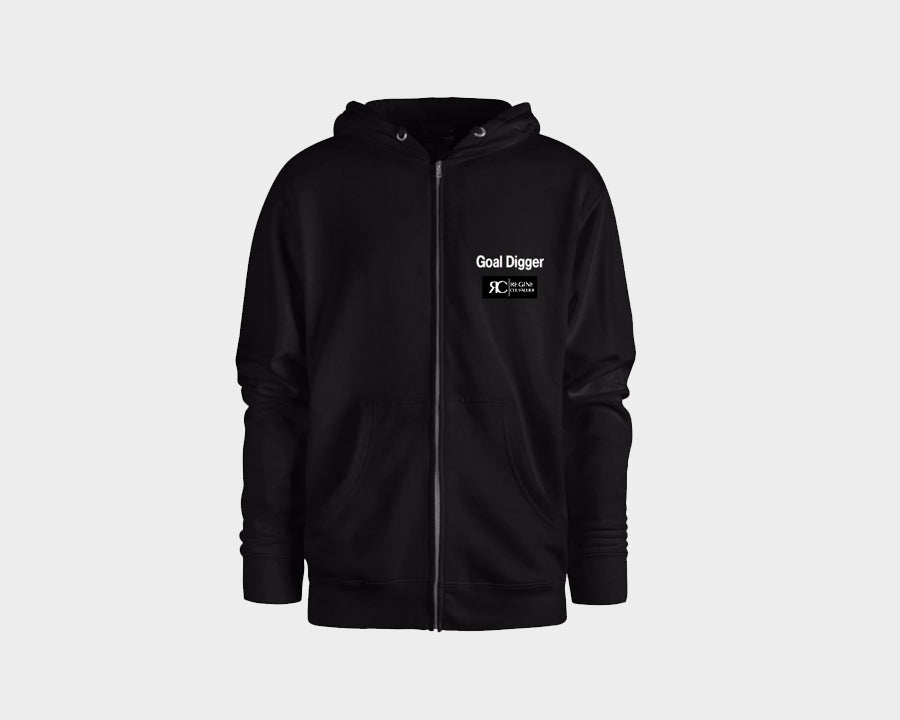 Black Unisex Zipper Front Hood Top Jacket - Goal Digger