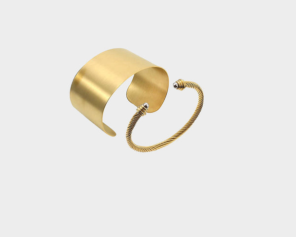 Exclusive Collection | Gold Metal Cuff & Gold Bangle - The Park Avenue Collection