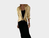7 Metallic Gold Long Sleeve Shirt - The Santorini