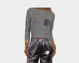 1 Silver Heather Gray Crop Sweater Top - The Park Avenue