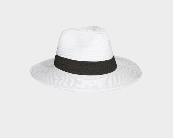 A. White Panama Style Black Tassel Hat - The Ibiza
