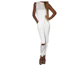 White knee cut-out Jumpsuit - The Milano