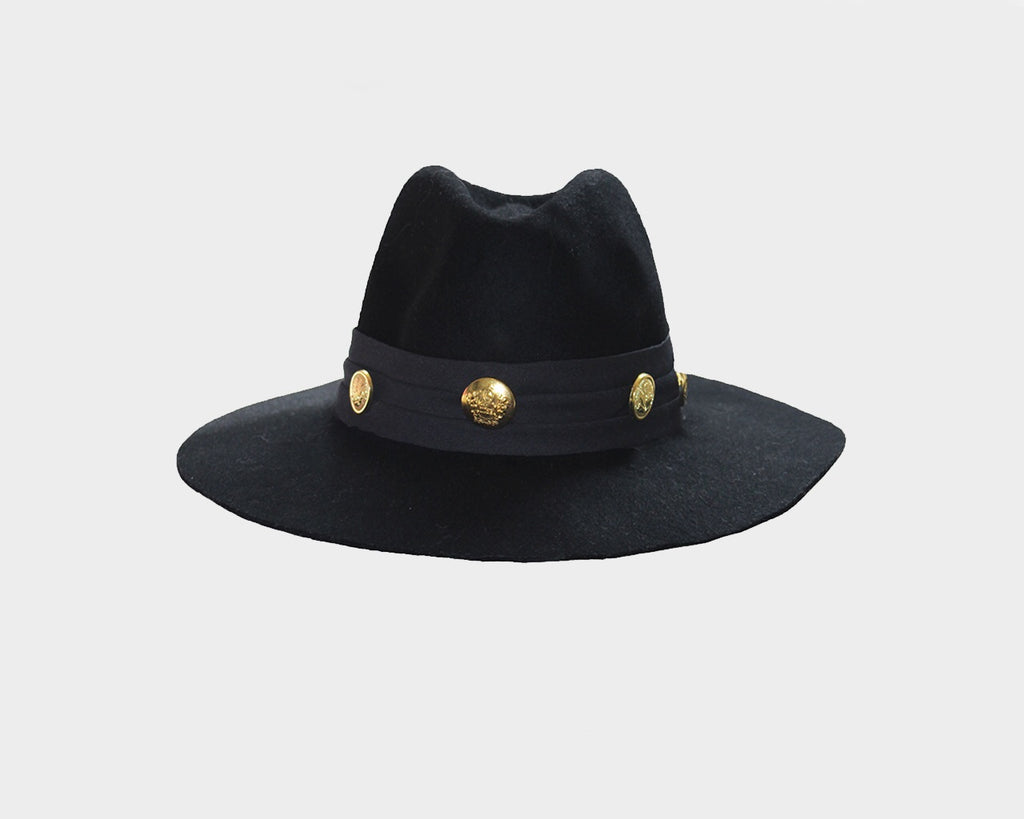 74 Black Wool Panama Style Hat - The Aspen